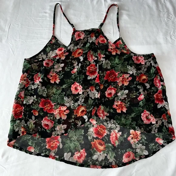 Ambiance Apparel Floral Sheer Women’s Tank Top Size Medium EUC - Picture 2 of 3
